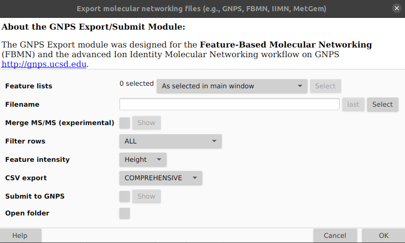 MZmine3 peaktable export